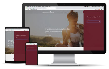 Site search function shown on three devices.